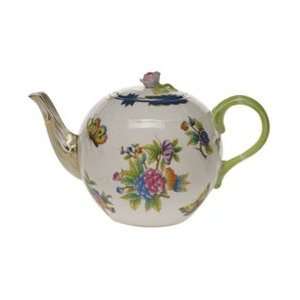 Herend Queen Victoria Blue Tea Pot With Rose  Kitchen 