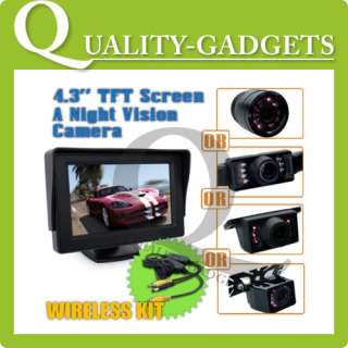 Wireless 3.5 LCD Monitor Car Rear View 2 Camera System Back Up Kit 