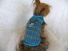 dog cat clothing apparel tee shirt blue plaid stretch pirate Pet Flys 
