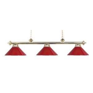   Light, 13 Inch, Polished Brass with Red Metal Shades