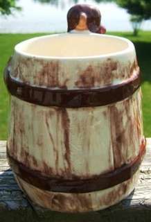 VINTAGE HILLBILLY Style HANDLE BARREL KEG Ceramic MUG CUP 1960s  