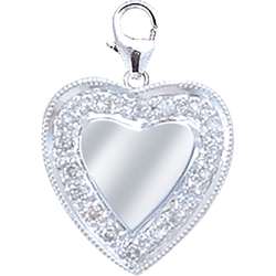 14k Gold 1/10ct TDW Diamond Heart Disc Charm  