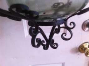 Vintage Wrought Iron Gothic Scrolled Hanging Light Fixture Lamp  