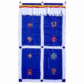 Tibetan 8 lucky symbols blue curtain door hanging  