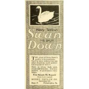  1919 Ad Henry Tetlow Co Swan Down Face Powder Cosmetics 
