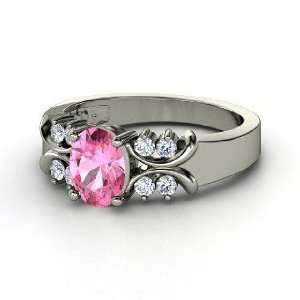  Gabrielle Ring, Oval Pink Sapphire 14K White Gold Ring 