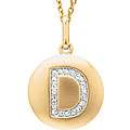 14k Yellow Gold Diamond Initial D Disc Necklace 