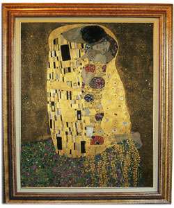 The Kiss Gold framed Canvas by Klimt  