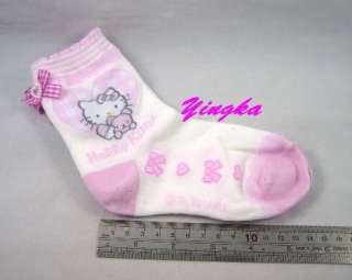 Sanrio Hello Kitty Girls Socks Ribbon LIGHT PINK 20cm / US 2  