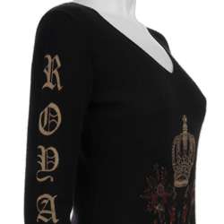 RXB Womens V neck Crown Design Cashmere Pullover Sweater   