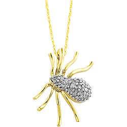 14k Gold 1/10ct TDW Diamond Spider Necklace  