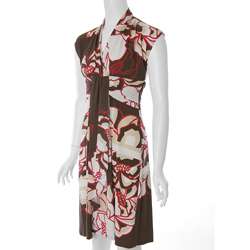 Sangria Womens Floral Print V neck Dress  