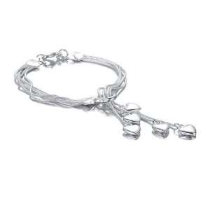  Sterling Silver String Hearts Bracelet Jewelry