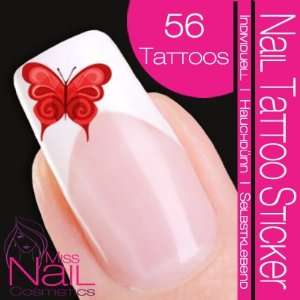  Nail Tattoo Sticker Butterfly   red Beauty