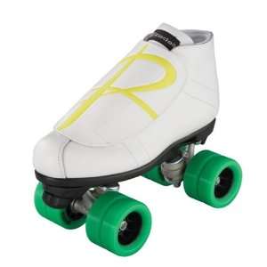 Riedell Hybrid 796 White Boots with Yellow on the Flap and 
