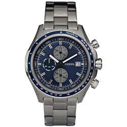 Fossil Mens Dylan Blue Dial Chronograph Stainless Steel Watch 