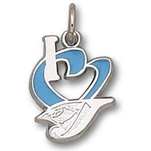 Toronto Blue Jays MLB I Heart New Logo 1/2 Enamel Pendant (Silver)