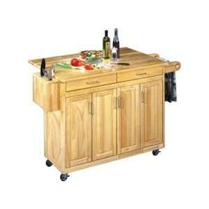  Homestyles Natural Wood Kitchen Cart with Breakfast Bar 