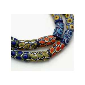  Sandcast Painted Glass Curved Tube African Trade Beads 