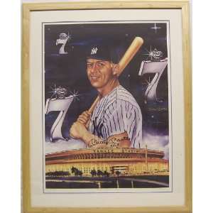  Mickey Mantle Signed Lithograph Psa/dna 10 Framed Sports 