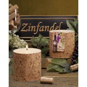 Pack of 4 Country Rustic Wine Cork Merlot Scented Pillar Candles   4 