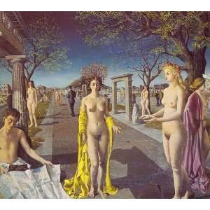 FRAMED oil paintings   Paul Delvaux   24 x 22 inches   Entry into the 