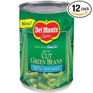 Del Monte Cut Green Beans, 50% Less Salt, 14.5 Ounce Cans (Pack of 12 