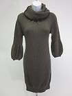 VINCE. Brown Wool 3/4 Sleeve Knee Length Turtleneck Sweater Dress Size 