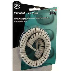  GE 26176 12 Foot Handset Coiled Cord   Almond Electronics