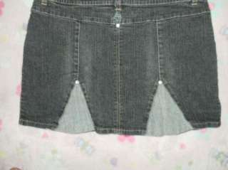 APPLE BOTTOMS 12 blk/gray 2 TONE Zipper KICK Pleats MINI jean skirt 