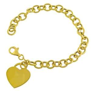 18 Karat Yellow Gold over Sterling Silver Heart Charm Bracelet (7.5 