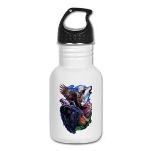    Kids Water Bottle Bear Bald Eagle and Wolf 