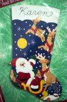 Christmas Bucilla Felt Applique Stocking Kit,TO ALL A GOODNIGHT,Santa 