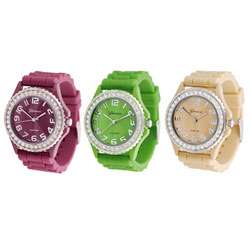 Geneva Womens Platinum Silicone Link Watch  
