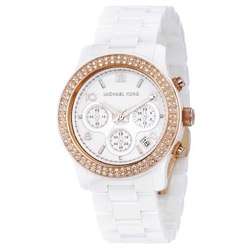 Michael Kors Womens White Ceramic Rose gold Watch  