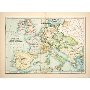  1921 Print Map Europe Treaties Utrecht Rastadt Kindgom 