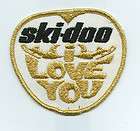 Black & Gold on White Ski Doo I Love You Embroidered Patch