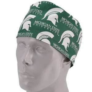  Michigan State Spartans Green All Over Print Scrub Cap 