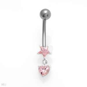   Rose Crystal Belly Dangle, navel ring, belly button 