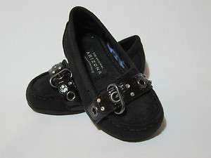 NEW BABY TODDLER GIRLS LIL CHRIS FAUX BLACK SUEDE SLIP ON CASUAL SHOES 