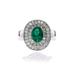  1.59 Carat Emerald & Diamond 18k Gold Ring Jewelry