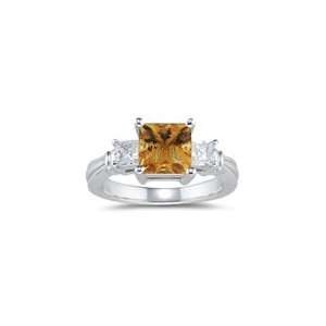  0.56 Ct Diamond & 1.42 Cts Citrine Ring in 14K White Gold 