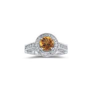  1.13 Cts Diamond & 1.31 Cts Citrine Ring in 18K White Gold 