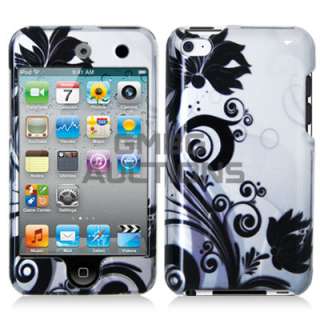 Black Flowers Skin Case Cover iPod Touch 4th 4 Cute  