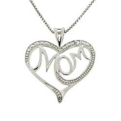 Sterling Silver Mom Heart Necklace  