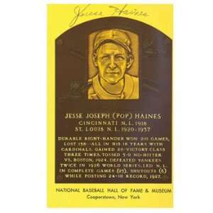  Jesse Haines Autographed Baseball HOF Plaque Sports 