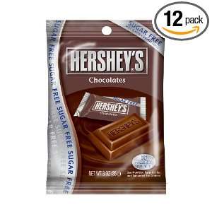 Hersheys Chocolate Bars, Sugar Free, 3 Ounce Bags (Pack of 12 
