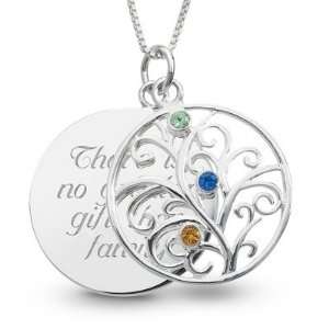  Personalized Sterling 3 Birthstone Family Necklace Gift Jewelry