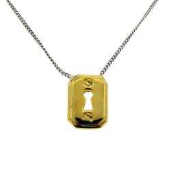 14k Yellow Gold Overlay Pad Lock Necklace  