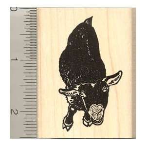 Black Goat Rubber Stamp   Wood Mounted